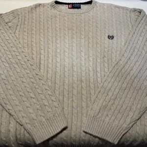 EXCELLENT CHAPS 100% COTTON MENS SWEATER LIGHT GRAY XL